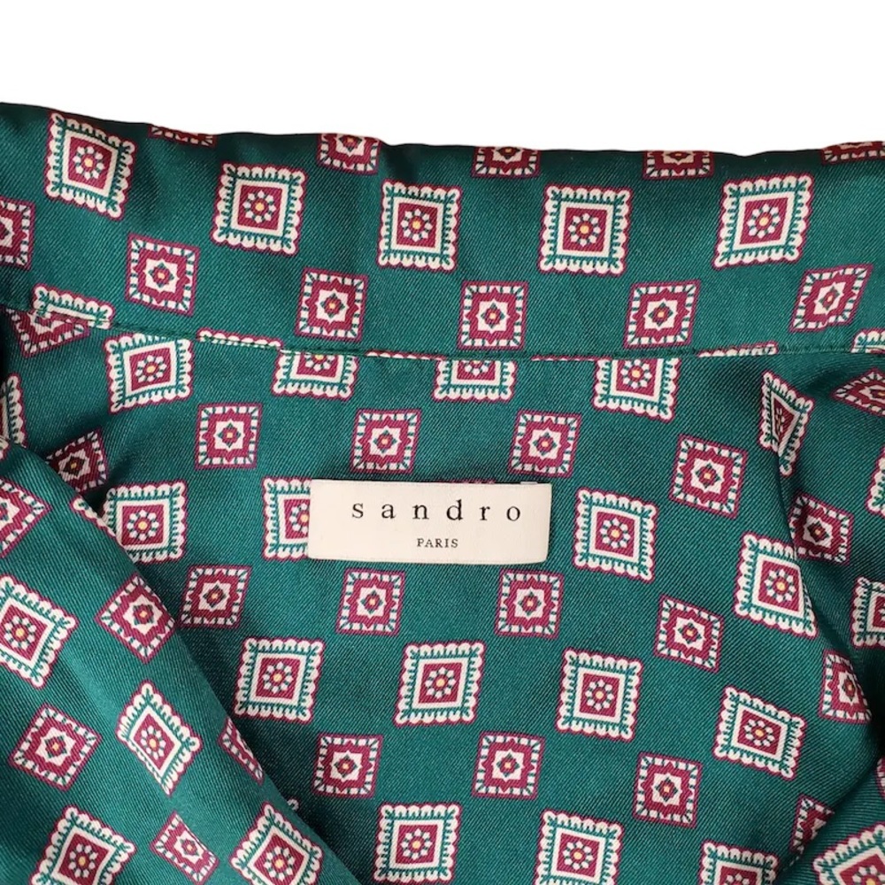 Sandro Hena Green Printed Pajama-Style Top - Picture 4 of 4